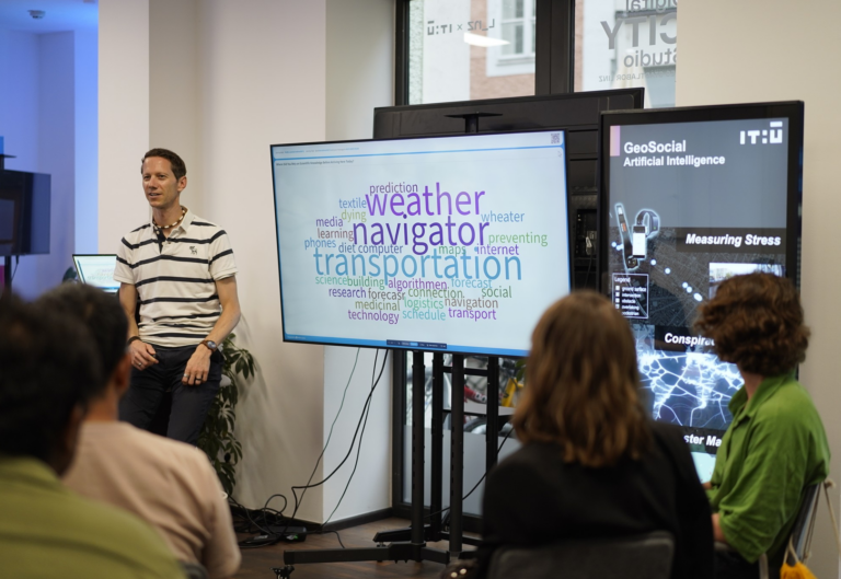 Bernd Resch, professor at IT:U holding a presentation
